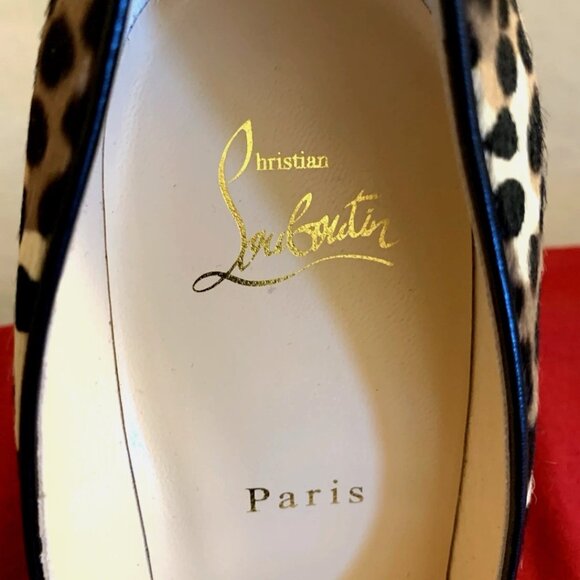 Christian Louboutin So Kate leopard Calf Hair 4.25 High Heel Pump Brown 40.5 NIB - Picture 13 of 16